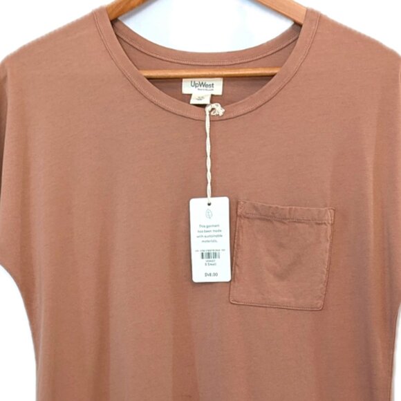 NWT UpWest | Short Sleeve Cotton T-Shirt Dress in Clay Brown Orange | Size XS - Picture 4 of 10